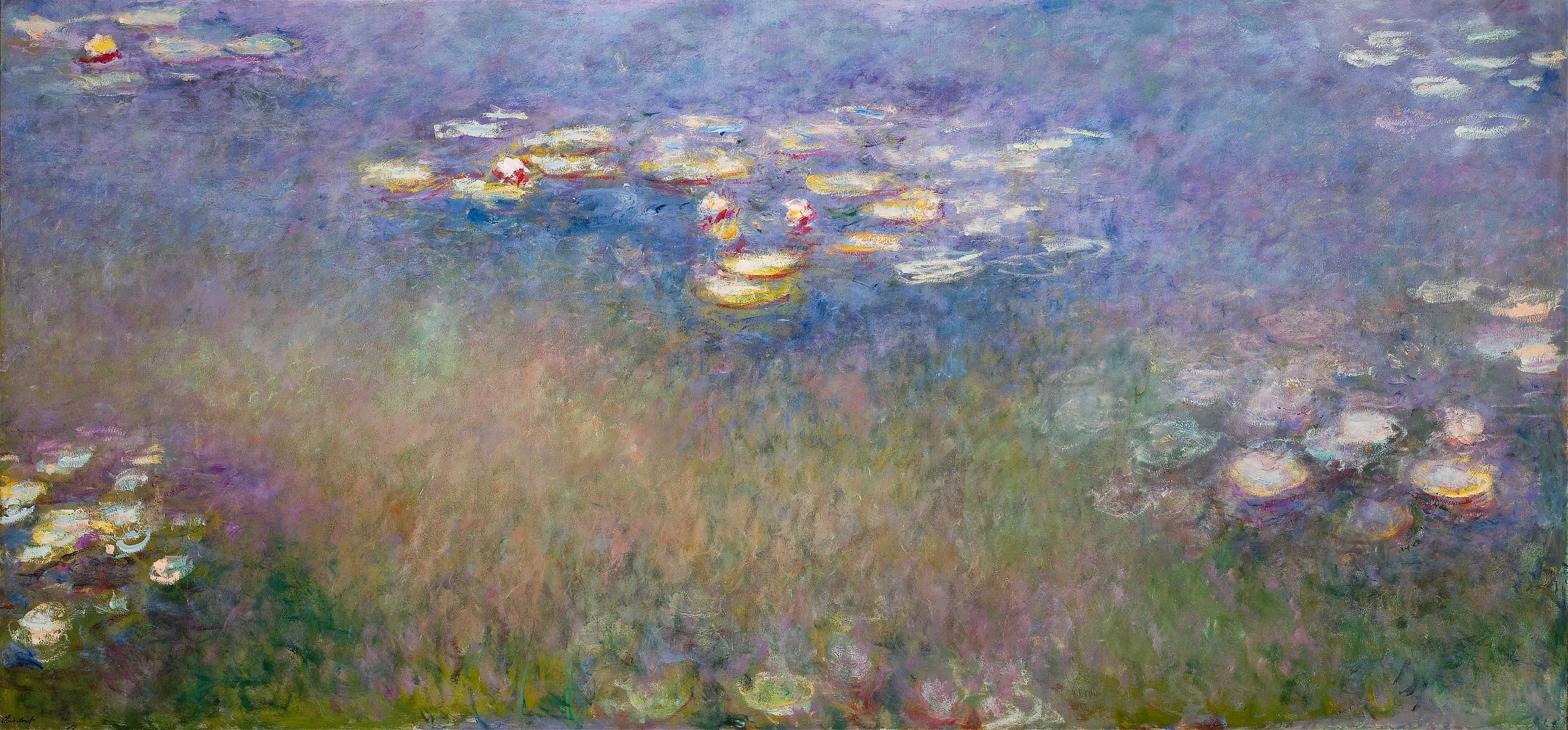 Water Lilies by Claude Monet, in grayscale